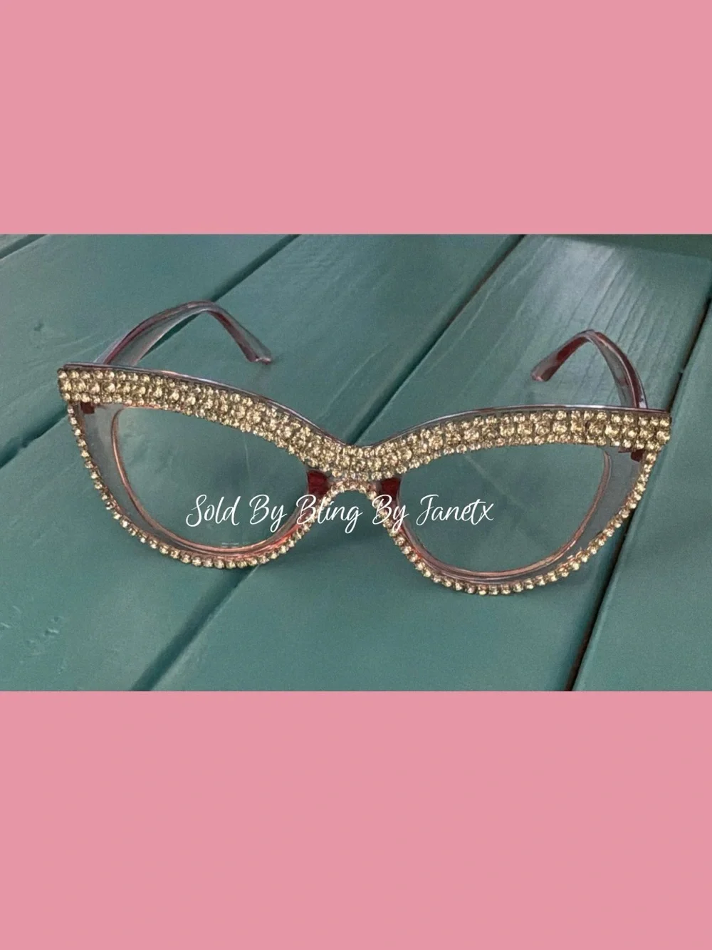 Pink Rhinestone Cat Eye glasses - Clear lenses - For Fashion wear